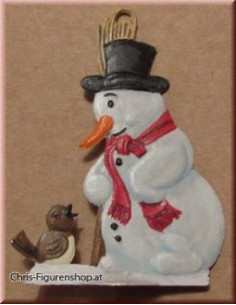 Snowman with bird (painted)