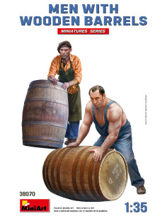 Men with wooden barrels