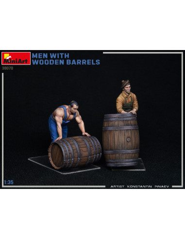 Men with wooden barrels