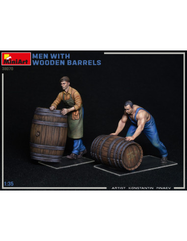 Men with wooden barrels